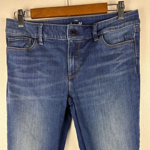 White House Black Market Women's Size 4 Slim Ankle Denim Jeans Raw Hem Sparkle - Picture 3 of 13